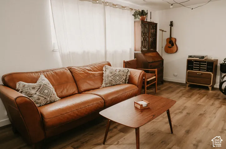 Wood-finish flooring throughout