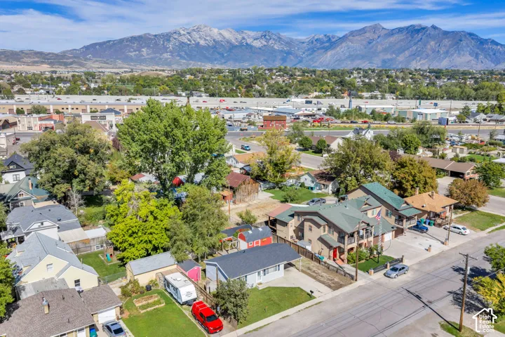 Aerial perspective showcasing the residential neighborhood