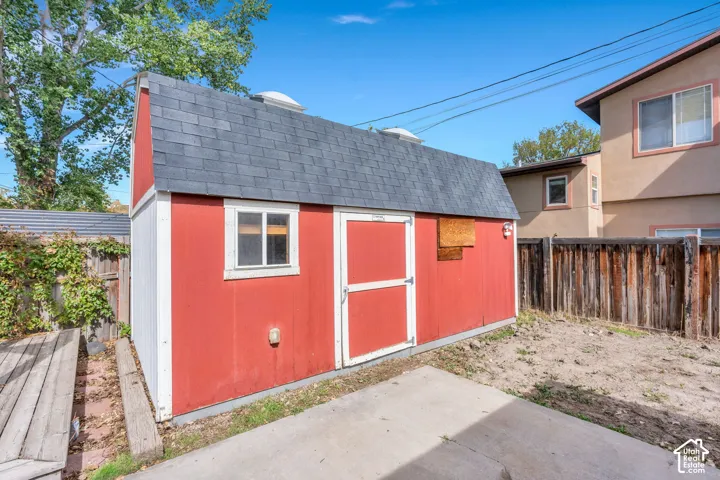 Red storage shed