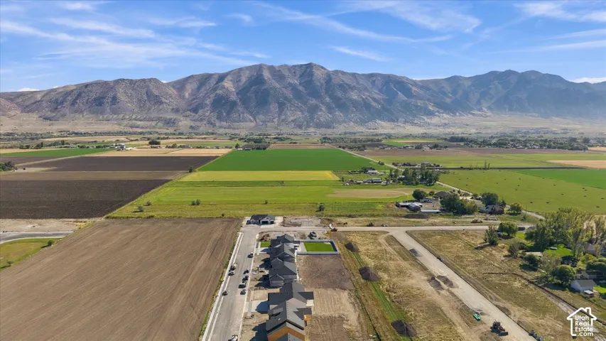 New construction properties with mountain scenery, surrounded by agricultural land