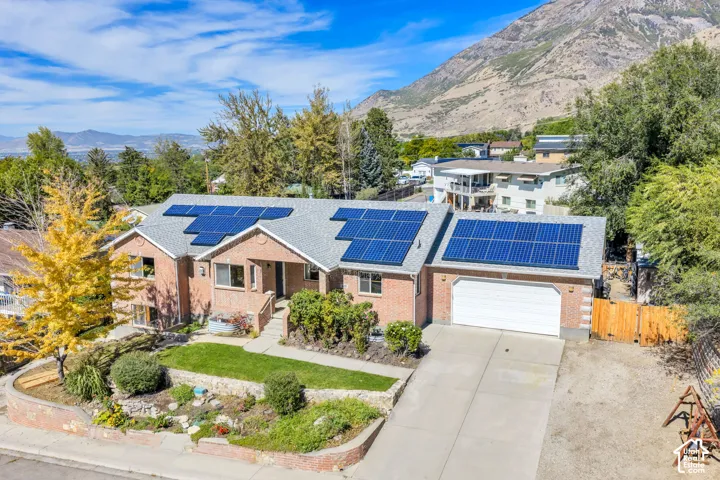 Brick exterior with solar panels