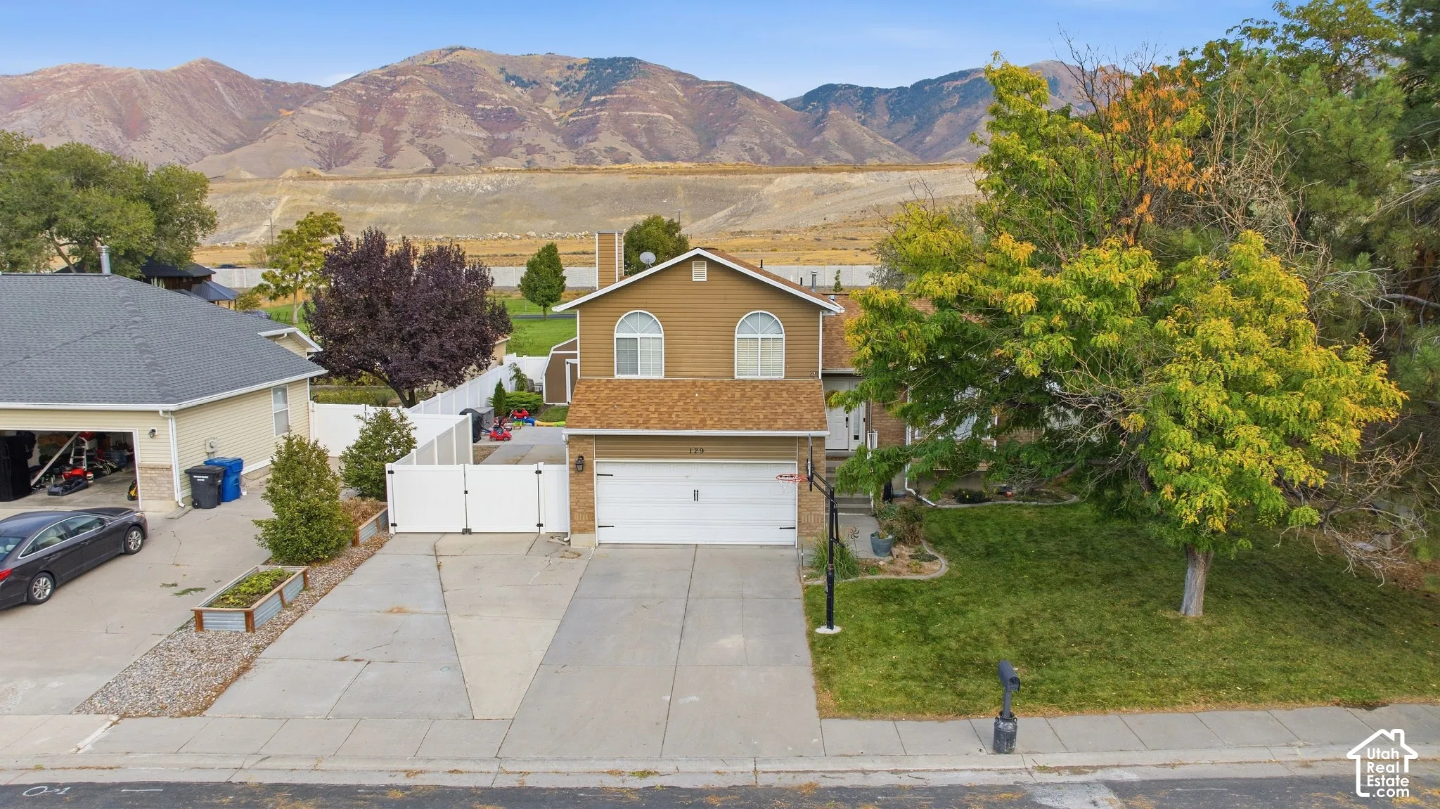 Two-story residence with a two-car garage