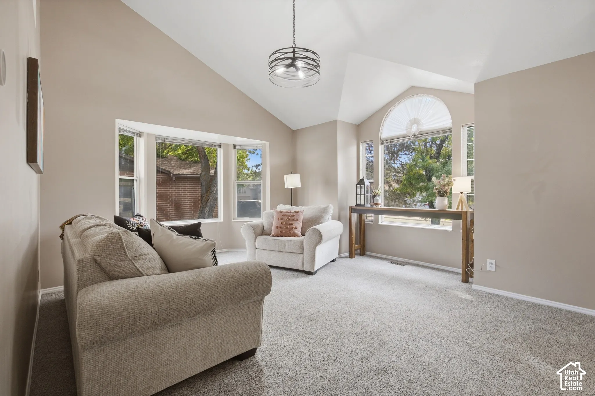 Vaulted ceiling with a contemporary light fixture