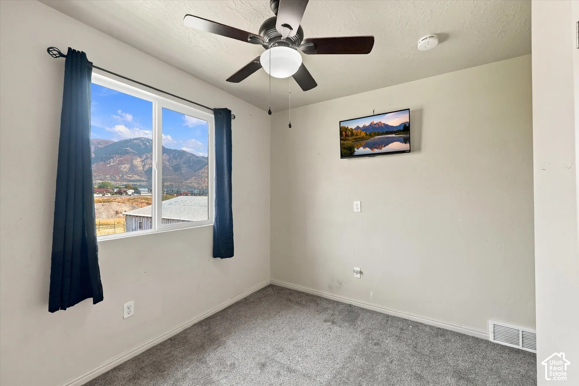 Window with mountain scenery