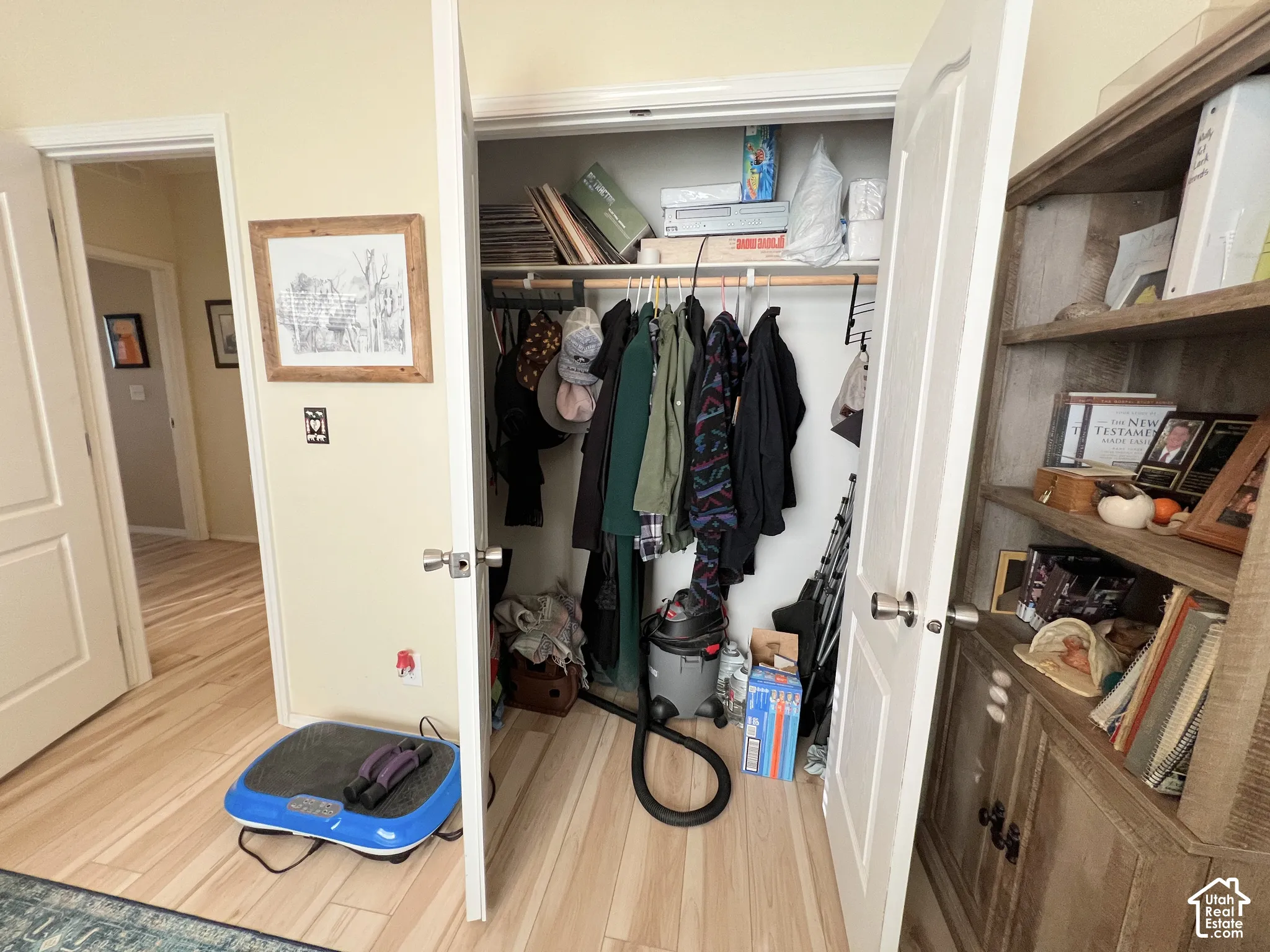 Closet with integrated shelving and hanging rod