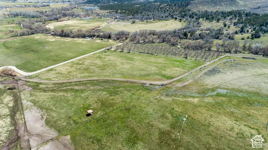 Expansive green fields, natural terrain, and distant treed hillsides
