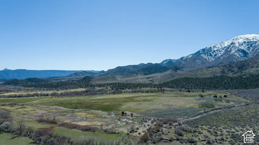 Expansive land parcels framed by distant snow-capped mountains and extensive natural foliage