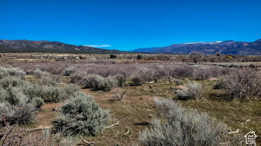 Expansive undeveloped land featuring natural shrubbery and distant mountains