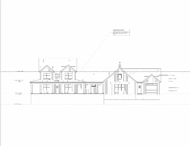 Architectural Drawing, Elevation. Illustrating the exterior design and dimensions of the property