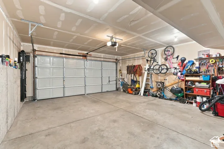 Concrete flooring and an automatic garage door opener