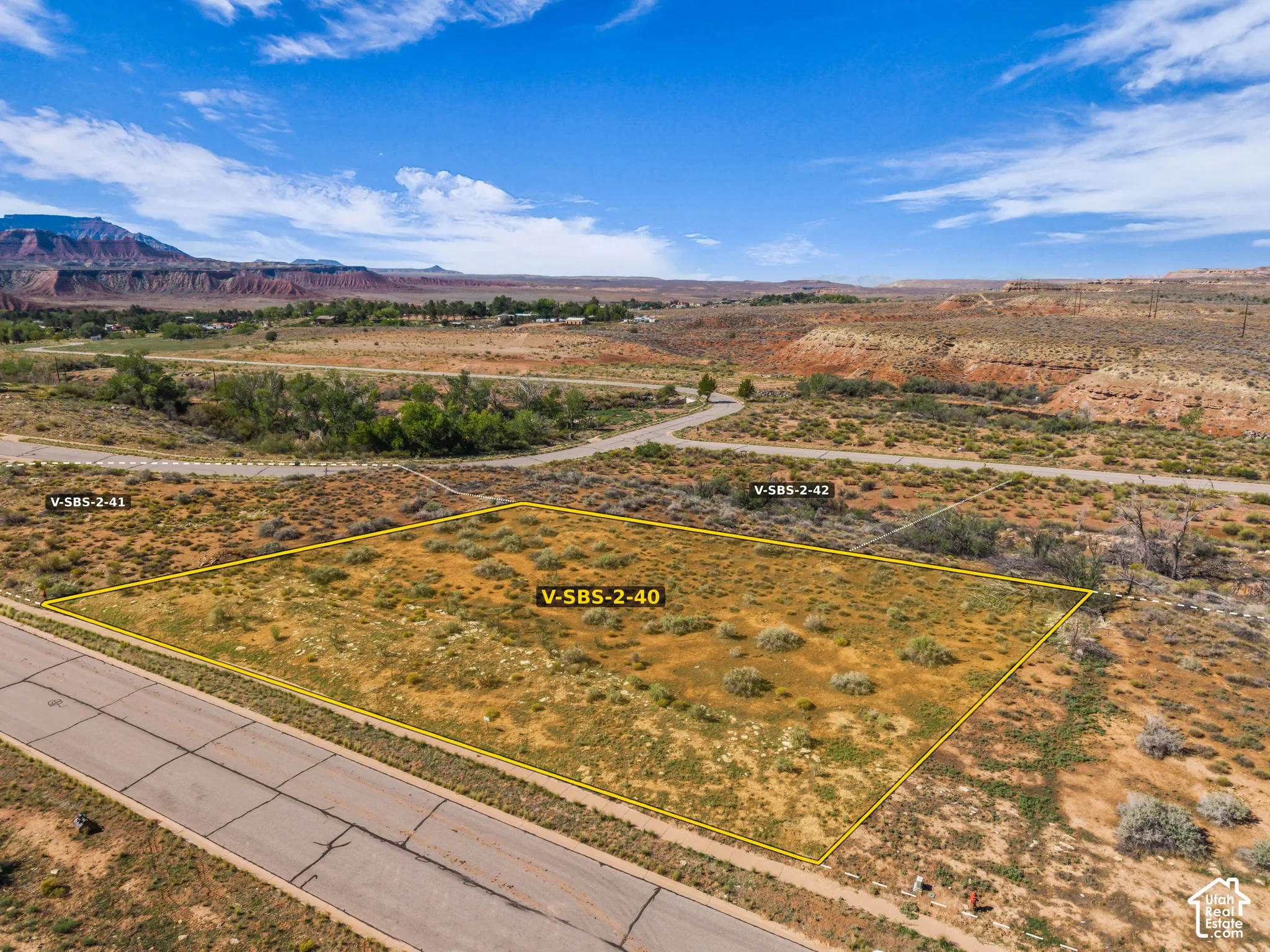 Aerial View of the lot looking southwest (Lot Lines are Estimates Only)