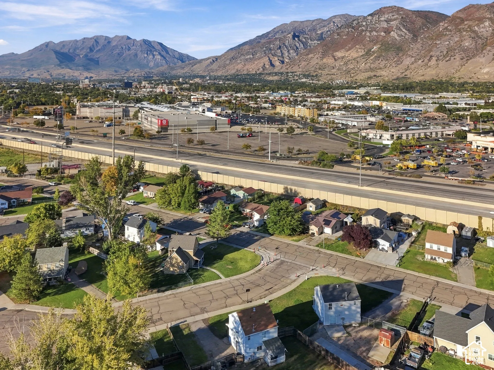 Mountain backdrop with urban development