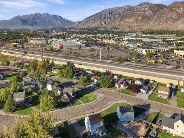 Mountain backdrop with urban development