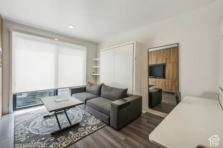 Wide plank wood-finish flooring throughout
