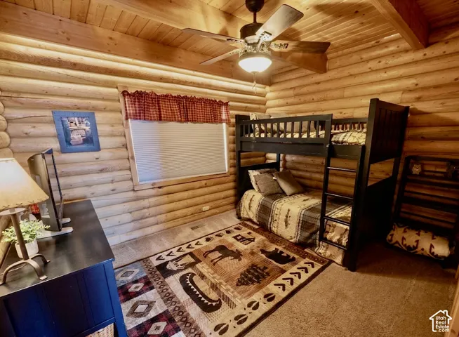 Wood-paneled walls and ceiling