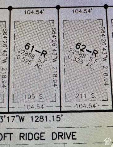 Survey Plat. Displaying parcel boundaries, dimensions, and area for two distinct lots