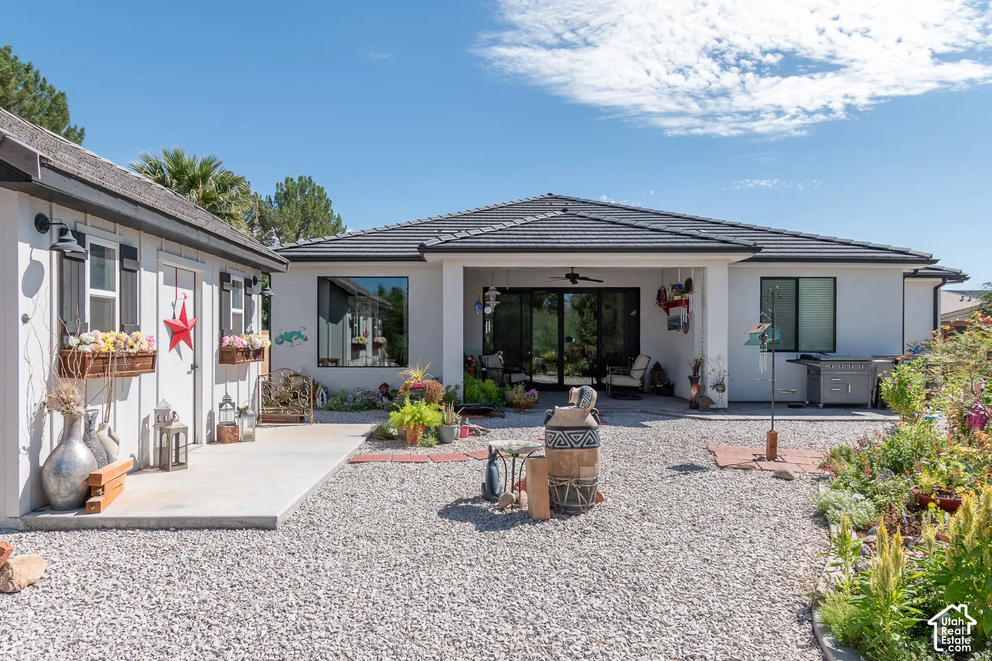 Beautifully xeriscaped backyard