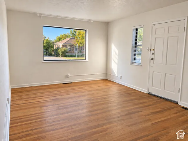 Hardwood flooring, picture window