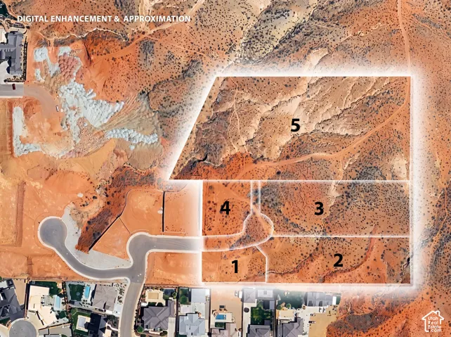Aerial Map. Depicting the division of property into numbered sections