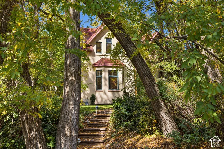 Stone steps ascending to the property