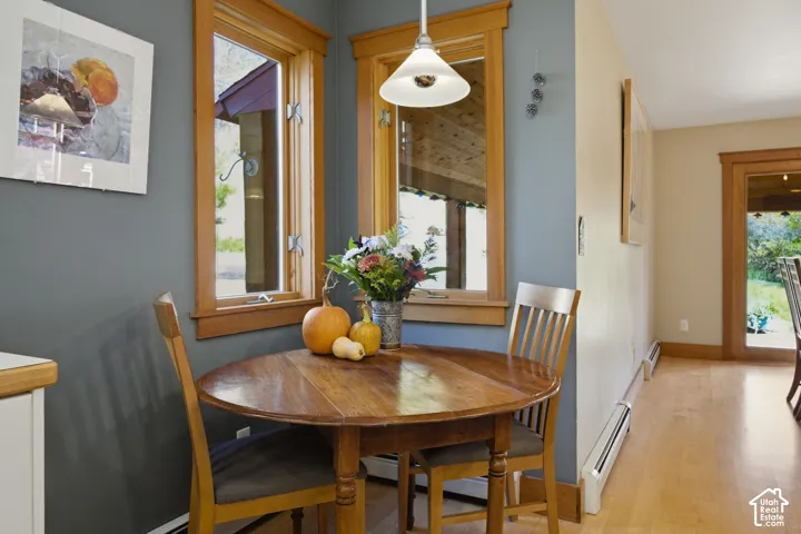 Wood-finish flooring with a contrasting wall color