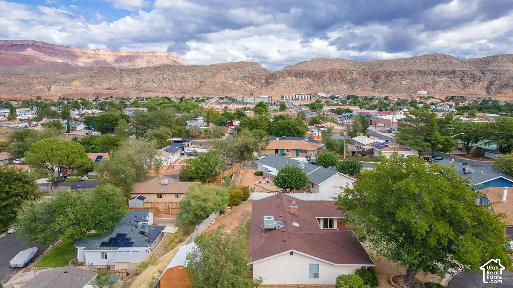 Residential neighborhood with mountainous backdrop
