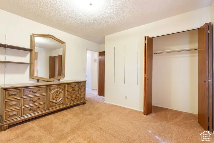 Wall-to-wall carpeting and built-in closet with double bifold doors