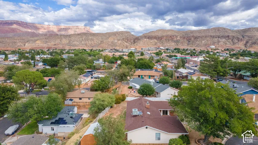 Residential neighborhood with mountainous backdrop