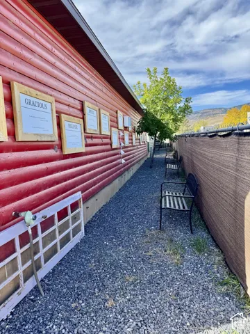 Exterior of north side of shops