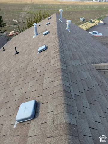 Asphalt shingle roofing with various vent systems