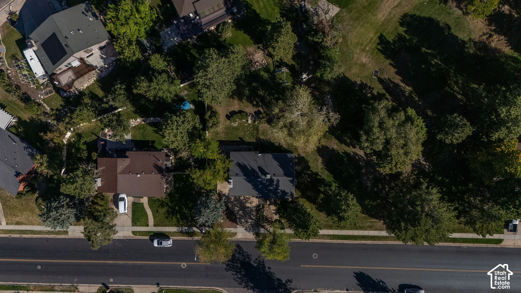 drone photo of the home and property
