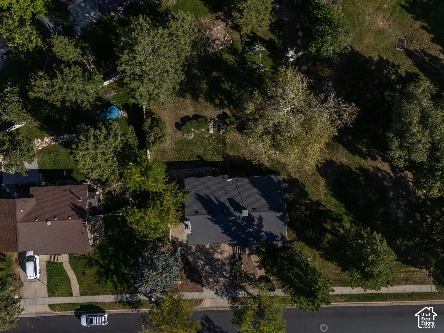 drone photo of the home and property