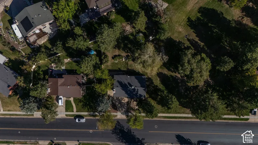 drone photo of the home and property