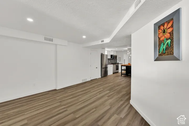 Wood-finish flooring with recessed lighting