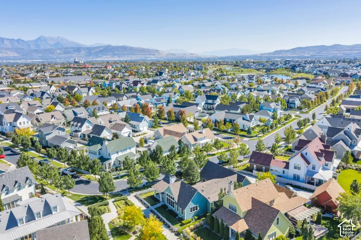 Expansive residential neighborhood featuring varied architectural styles and mature street trees