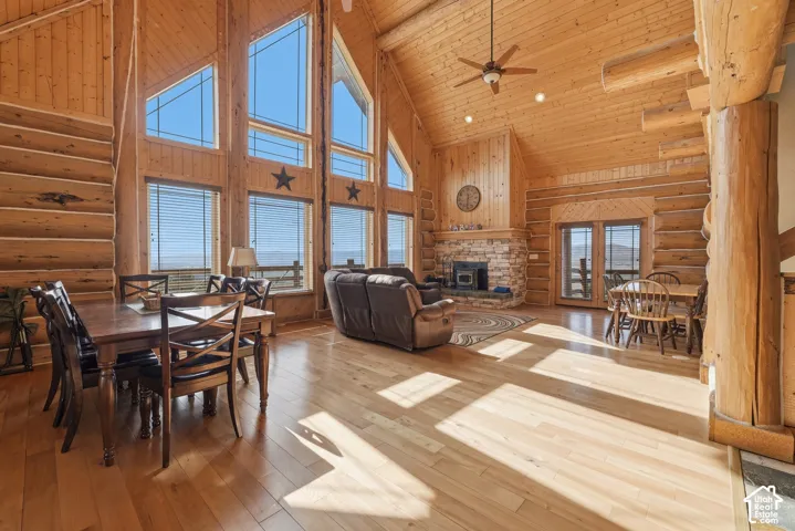 Vaulted wooden ceilings with exposed beams
