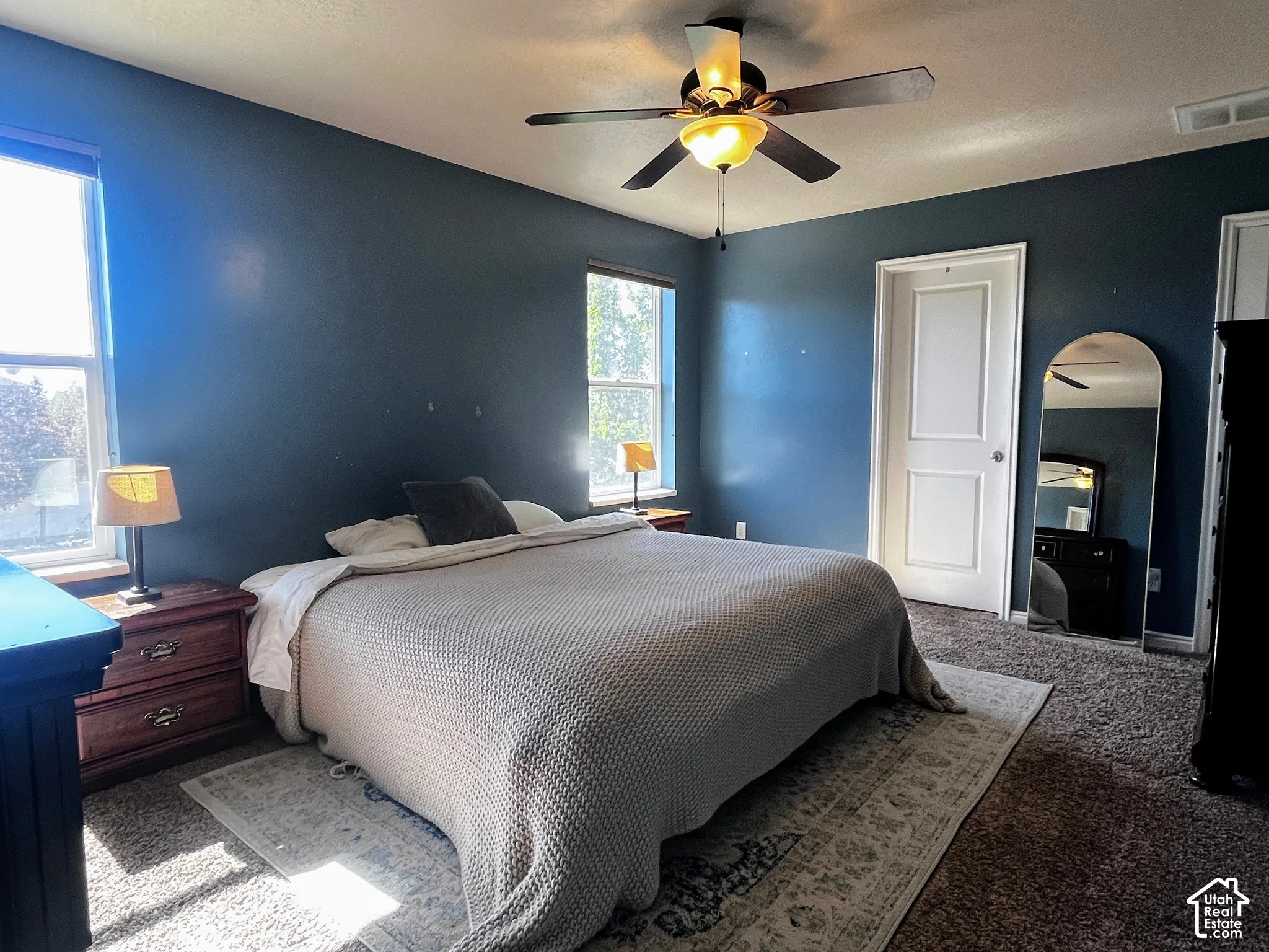 Recessed windows provide natural light