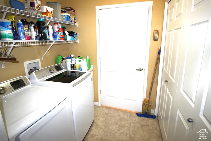 Built-in wire shelving, durable flooring, and white paneled doors