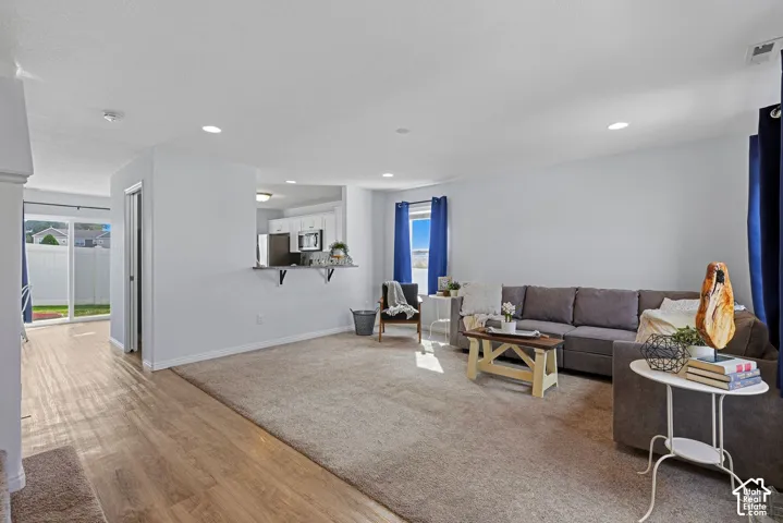 Open family room with direct access to the kitchen