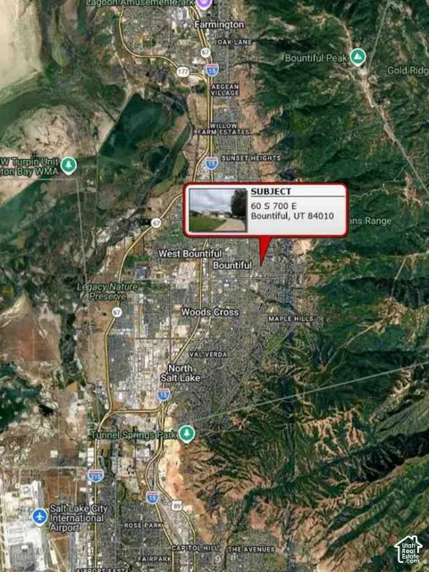 Location Map. Indicating the geographic placement of the property at 60 S 700 E, Bountiful, UT 84010
