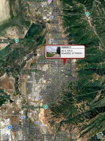 Location Map. Indicating the geographic placement of the property at 60 S 700 E, Bountiful, UT 84010