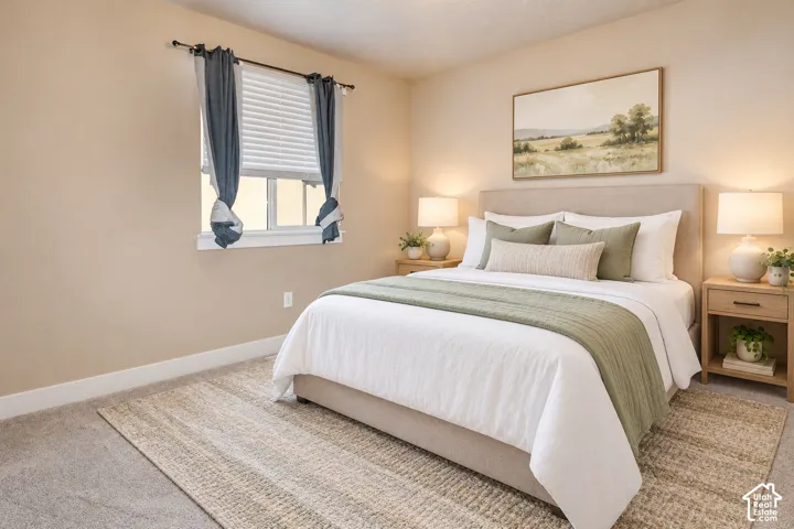 Wall-to-wall carpeting with a neutral color palette