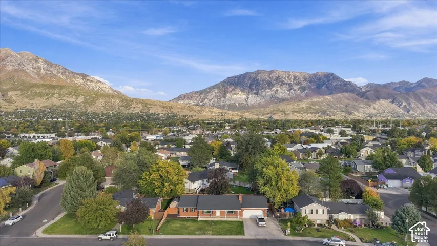 Residential neighborhood surrounded by mountainous terrain