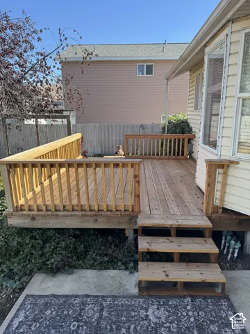 Wood deck with integrated steps
