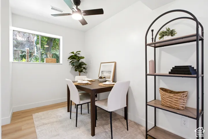 Daylight Dining Area with New Window. New Fan