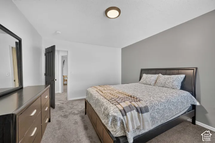 Wall-to-wall carpeting and a ceiling-mounted light fixture