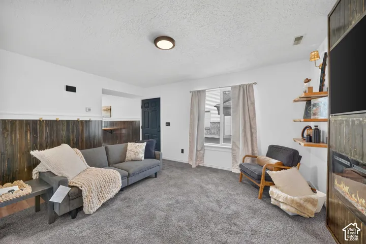 White walls with wood-finish wainscoting