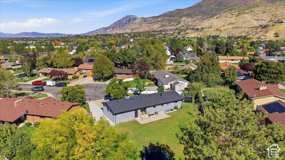 Expansive residential area with mountain backdrop