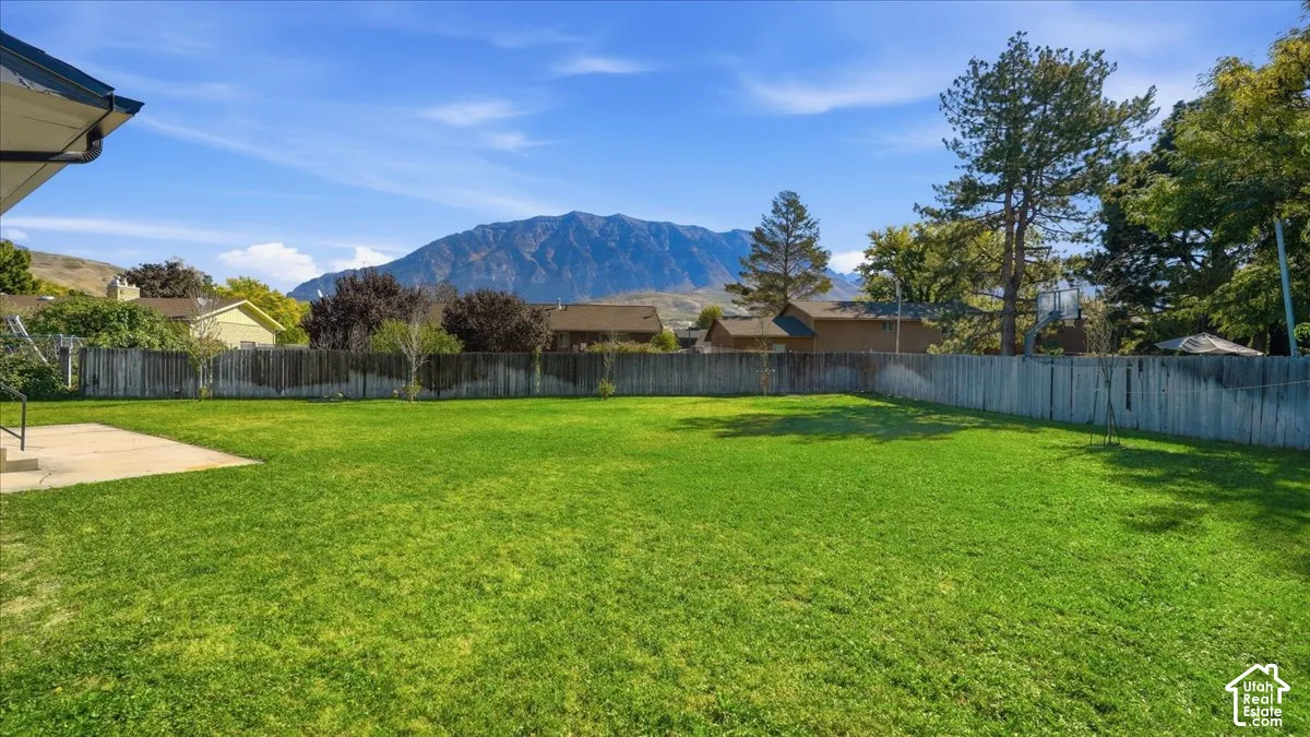 Spacious grass lawn with a full privacy fence