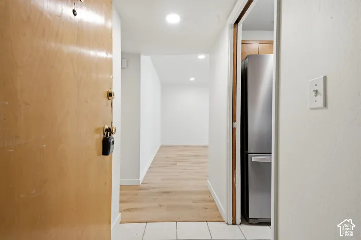 Wood-finish flooring throughout the main corridor